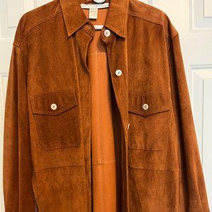 Stunning Brown 100% Leather Shirt Jacket by The Limited, Size M